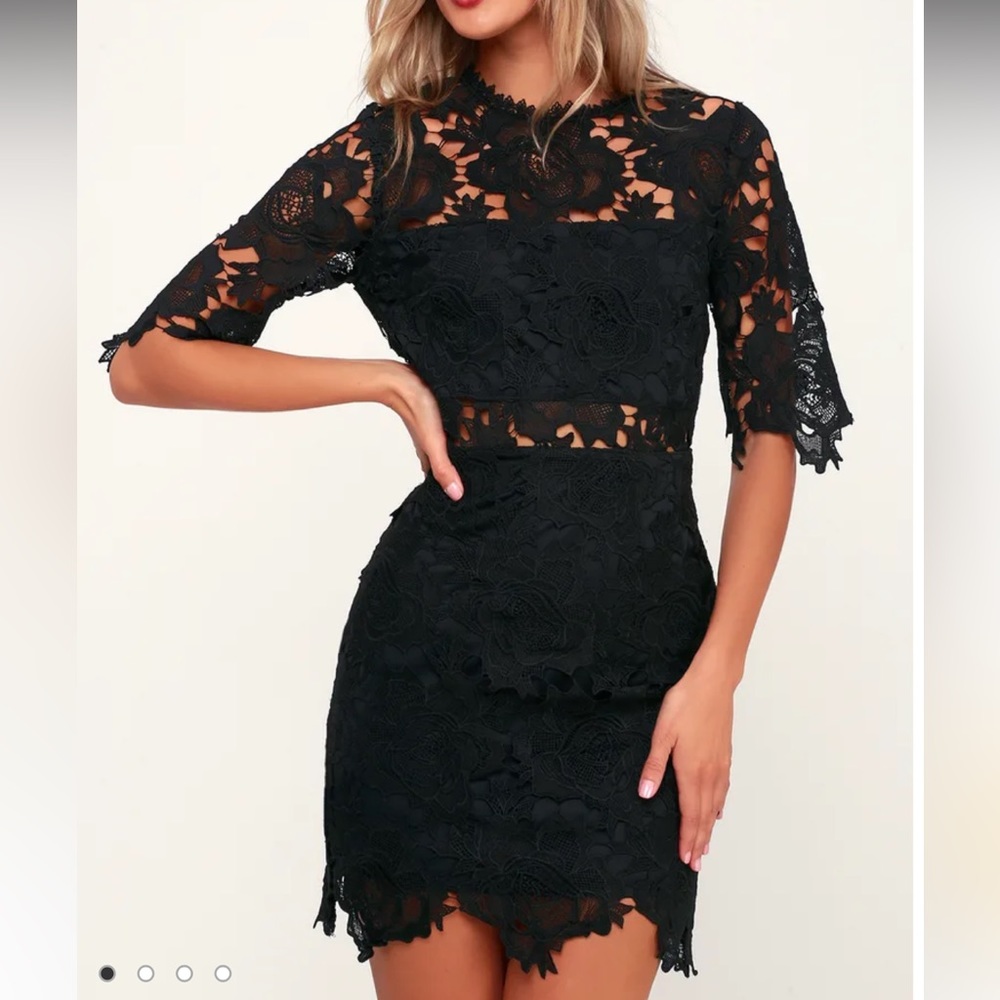 Lulus A Fine Romance Black Lace Sheath Dress